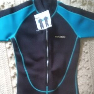 Seaskin Black and Teal Wetsuit Size 12